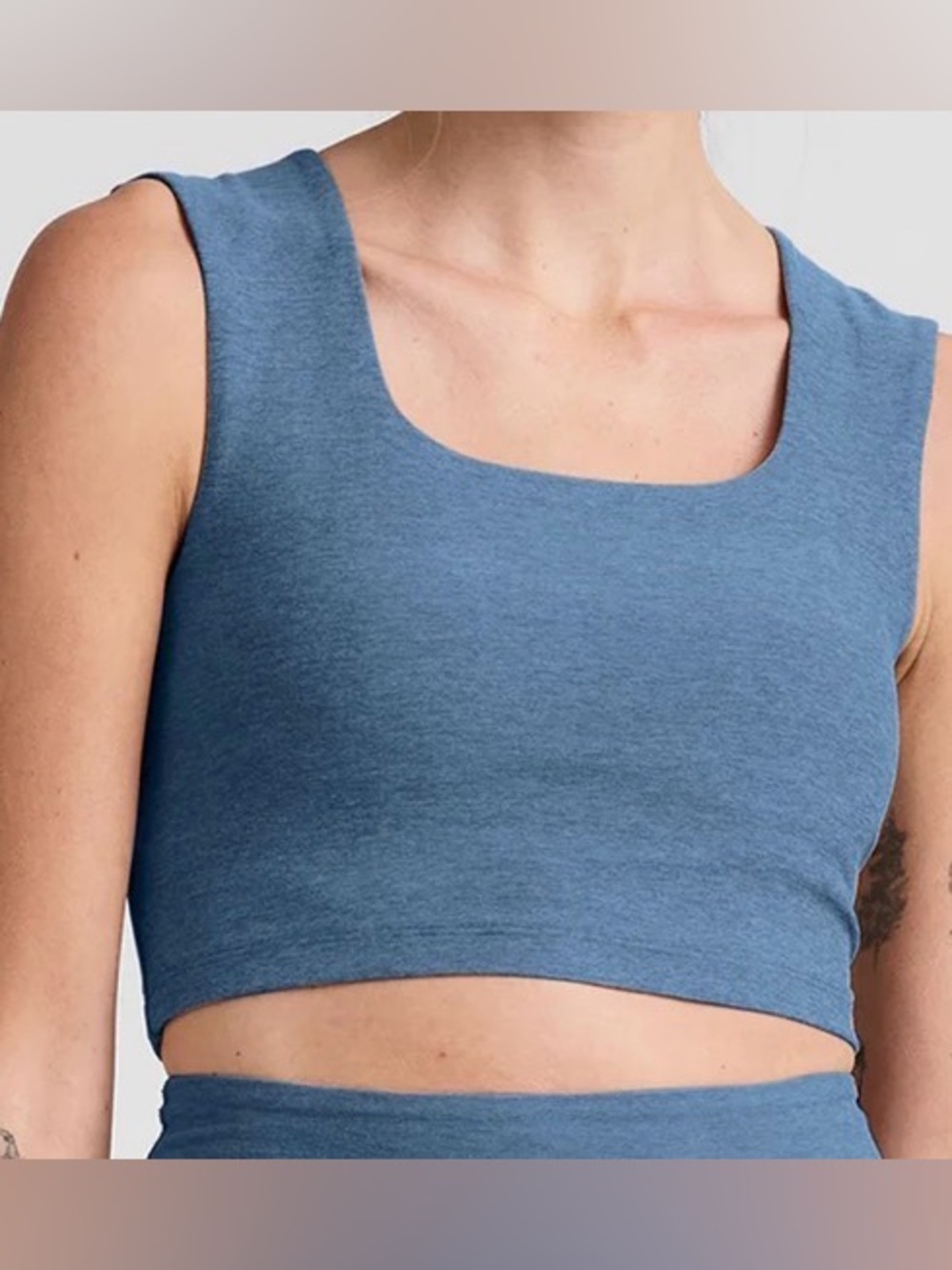 Beyond Yoga•Washed Denim Spacedye All Day Cropped Tank•Size 7•NWT